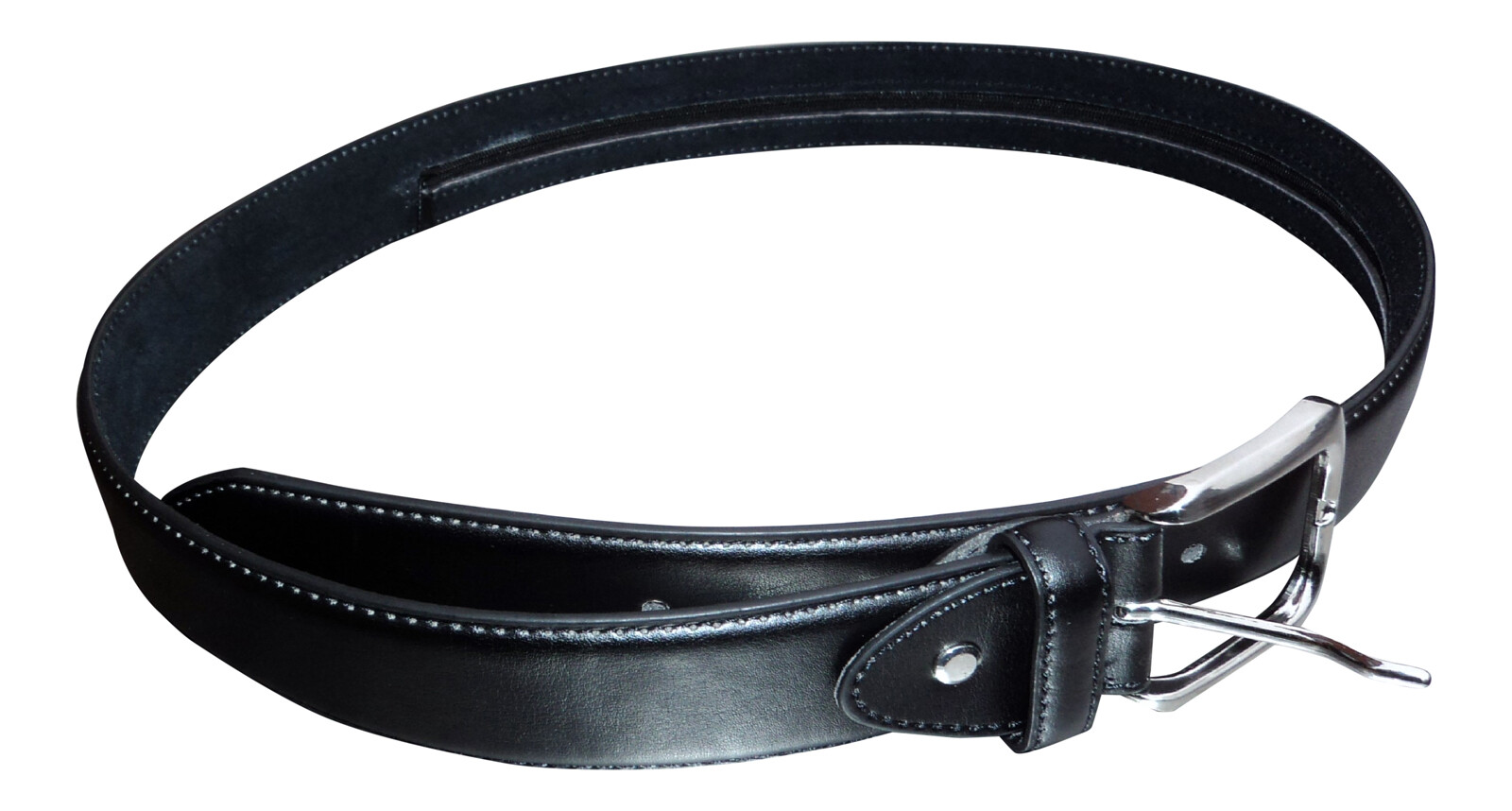 Cintura di sicurezza uomo in pelle nera con zip nascosta, larghezza 1,5" Made by Milano foto 2