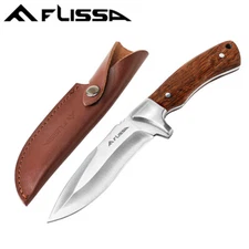 FLISSA Fixed Blade Knife w/Sheath Full Tang w/Stainless Steel Blade 4.8 inch NEW