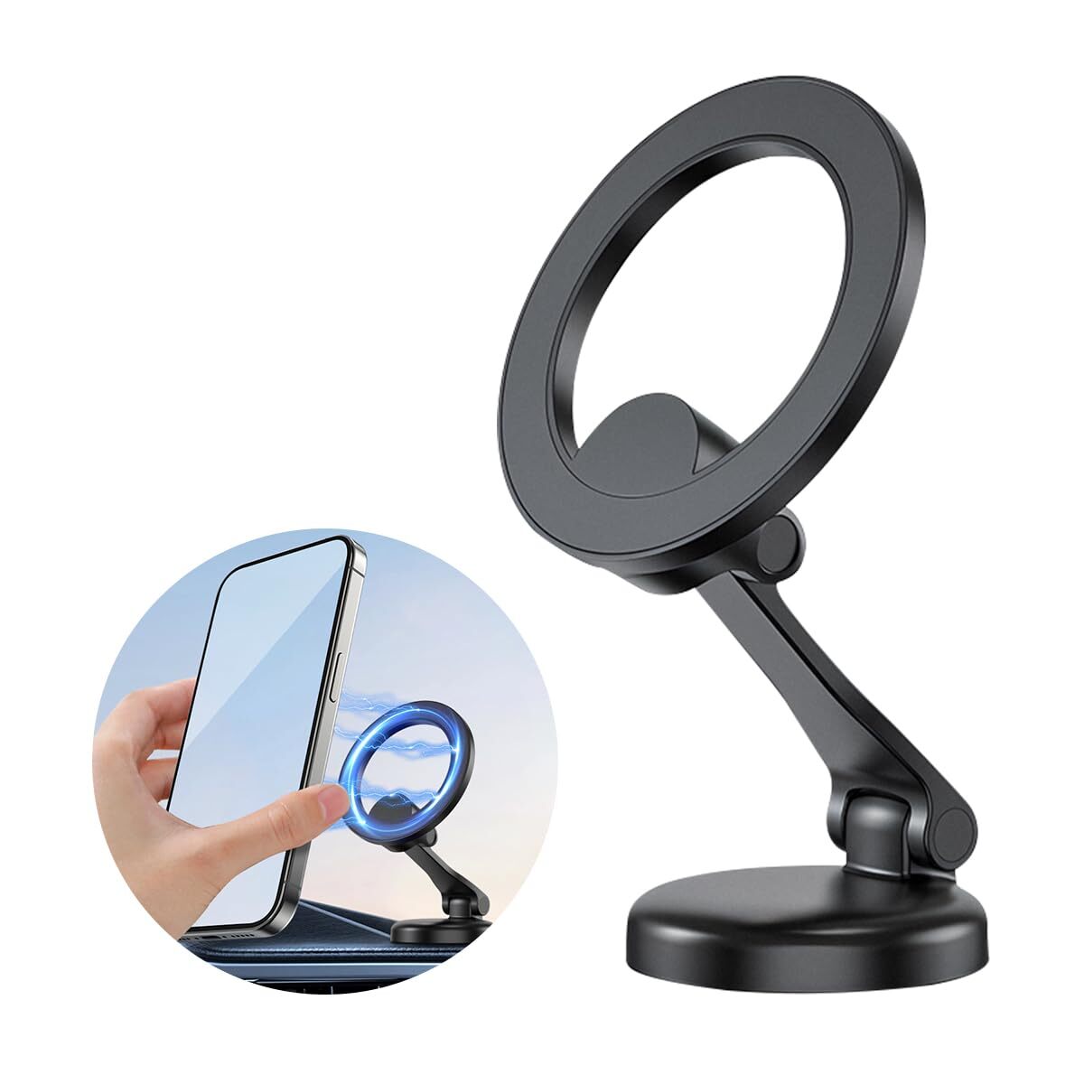 360° Magnetic Car Phone Mount with Suction Cup for Secure Hands-Free Driving-image