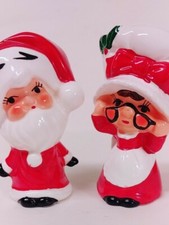 Vintage Salt and Pepper Shakers Santa and Mrs Claus Christmas Decor Japan 3.75"