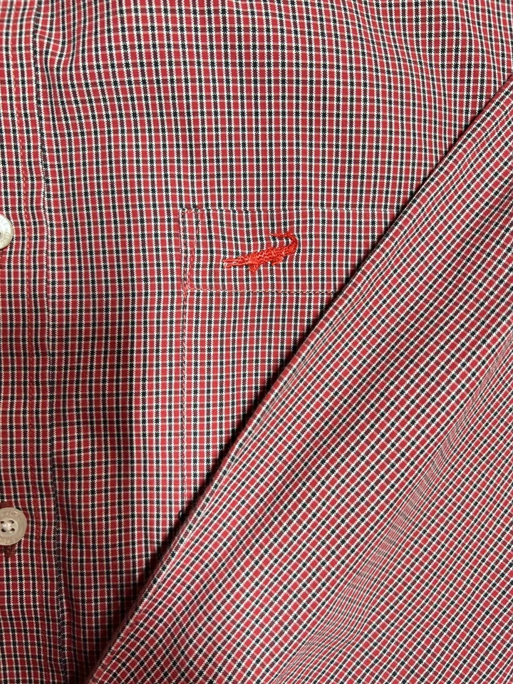 Мужская рубашка с крокодилом размер L красная клетчатая с длинным рукавом на пуговицах - Изображение 2 из 4