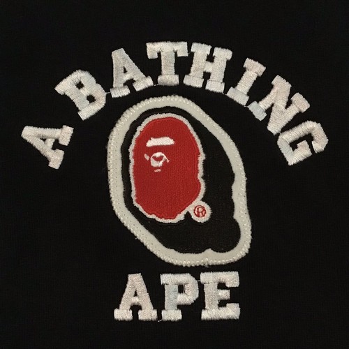BAPE LOGO Sweat varsity jacket a bathing ape NIGO Black Size M 2503TY - Picture 8 of 10