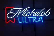 New Michelob Ultra Neon Light Sign Lamp Beer Cave Gift Bar Real Glass 17"x14"