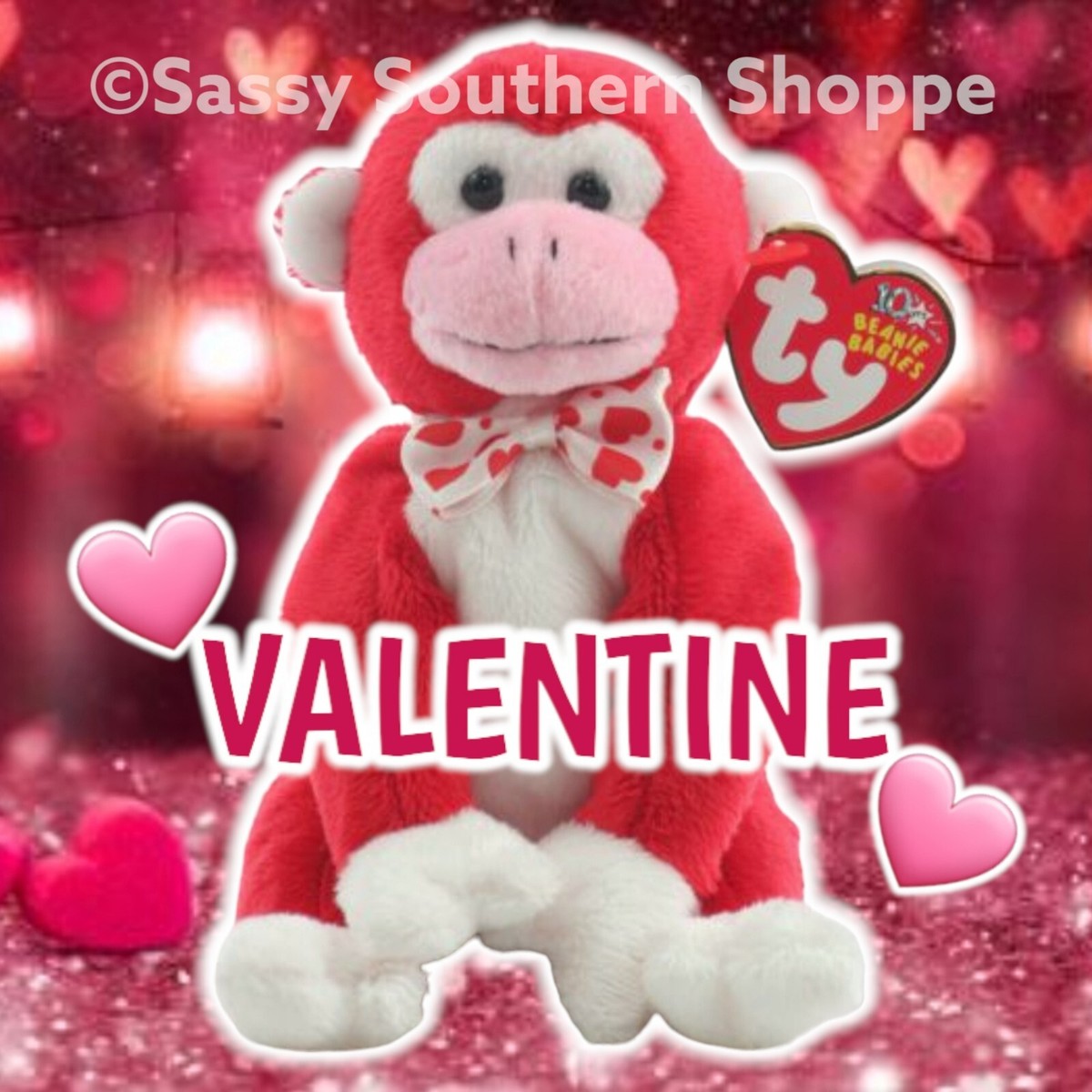 ❤️ 2003 VALENTINE Red MONKEY Ty® Beanie Babies 11th Gen