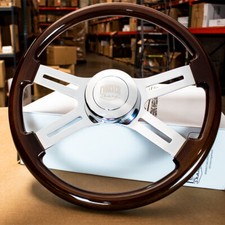 18 Dark Wood Steering Wheel Chrome Dual Spoke Kenworth Peterbilt Hub Included 18 Dark Wood Steering Wheel Chrome Dual Spoke Kenworth Peterbilt Hub Included