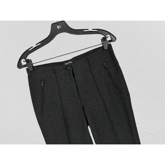 Брюки CAMBIO сужающиеся карманы на молнии вересковый серый шерстяная смесь эластичные размер 8 - Изображение 3 из 4