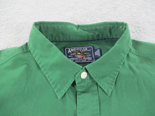 American Living Shirt Button DownGreen Mens XXL Solid Long Sleeve Cotton Pockets - 第 2/8 張圖片