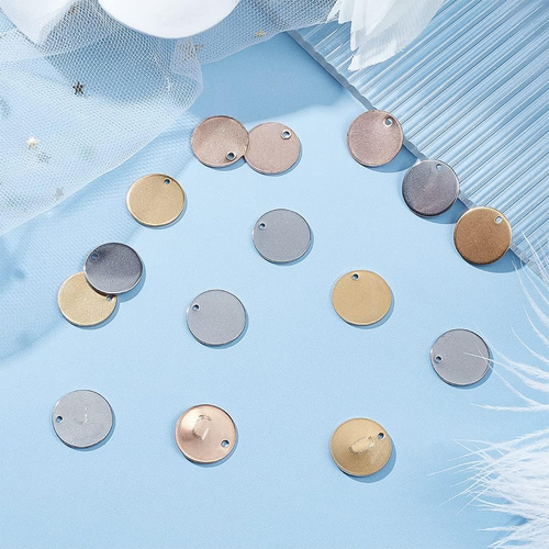 304 Stainless Steel Stamping Tag, 60 Pcs 3 Colors 15Mm/0.6" round Stamping Blank - Picture 2 of 7