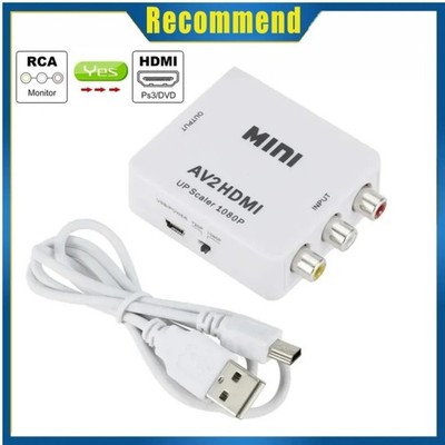 RCA-zu-HDMI-Konverter mit USB-Kabel, 1080p AV-zu-HDMI-Adapter, AV2HDMI, AV/CVSB-