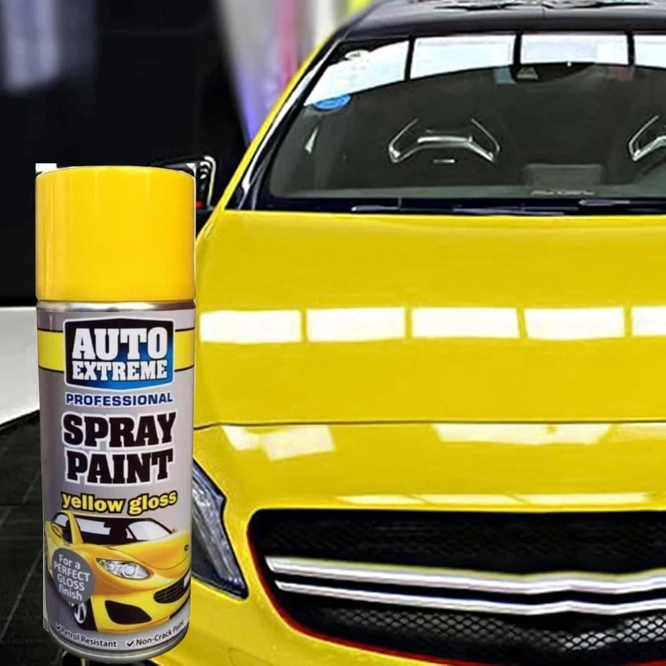 3 x YELLOW GLOSS SPRAY PAINT 400ML AEROSOL CAN AUTO EXTREME METAL WOOD PLASTIC - Image 4 of 4