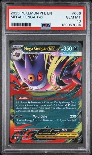 2025 POKEMON PFL EN-PHANTASMAL FLAMES #056 MEGA GENGAR EX PSA 10