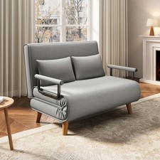 2-Seater Sofa Bed Pull-Out Chair Adjustable Backrest Recliner with 2 Cushions