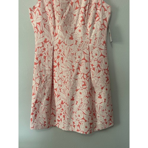 Vestido Jessica Howard Coral Blanco Calce y Acampanado Cuello Redondo Sin Mangas Forrado Talla 10 - Imagen 3 de 10