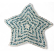 Handmade Crochet Baby Blanket Star Shape Blue Green White 32  x32  