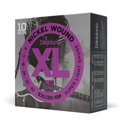 D'Addario Saiten für E-Gitarre 9-42 EXL120-10P 10er-Packung