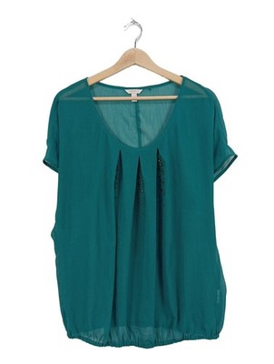 ESPRIT Kurzarm-Bluse Damen Bluse Gr. DE 42 türkis Party-Look