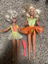 1990 Hawaiian Fun Barbie Skipper Doll Lot in Bikinis Straw Hula Skirts Vintage