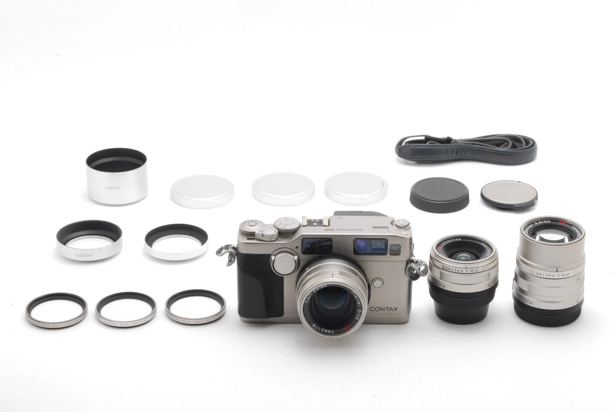 コンタックスG2 +21mm/28mm/45mm/90mm Contax G2 35mm Film Camera + 21mm 28mm 35mm 45mm 90mm Lens + TLA