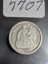 1861 P SEATED LIBERTY HALF DIME - VERY OLD RARE COIN !!!