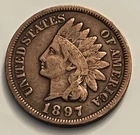 1897 Indian Head Cent Fine Details Partial LIBERTY Visible BN212
