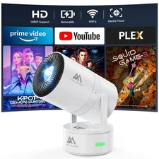 [Built-in Battery] Mini Projector with Wifi and Bluetooth, Rechargeable Porta...