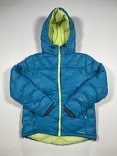 Cabela's Jacket Youth Small Blue Goose Down 650 Fill Hooded Winter Puffer Zip