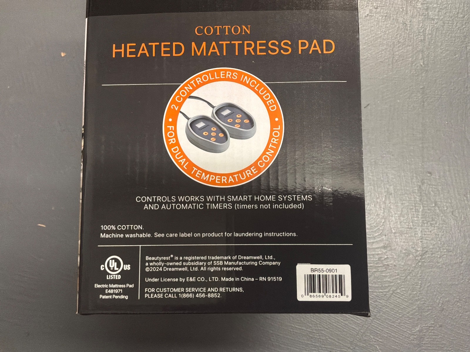 Beautyrest Cotton Heated Mattress Pad - Bed Warmer w/20 Heat Setting KING, White