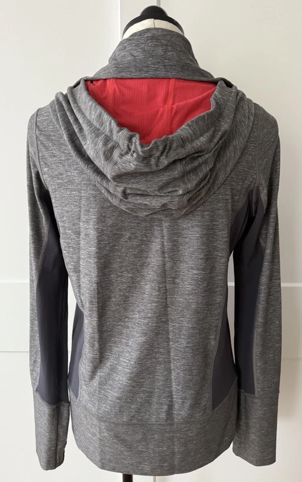 Chaqueta Lululemon para mujer 8 gris rojo zancada cremallera completa con capucha ropa deportiva Foto 4 de 4