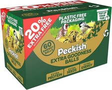 PECKISH EXTRA GOODNESS FAT BALLS WILD BIRD GARDEN HIGH ENERGY BULK 60 PACK REFIL