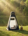 UPF 50+  Black Extra Large Pop Up Privacy Tent, Portable Outdoor Shower Tent