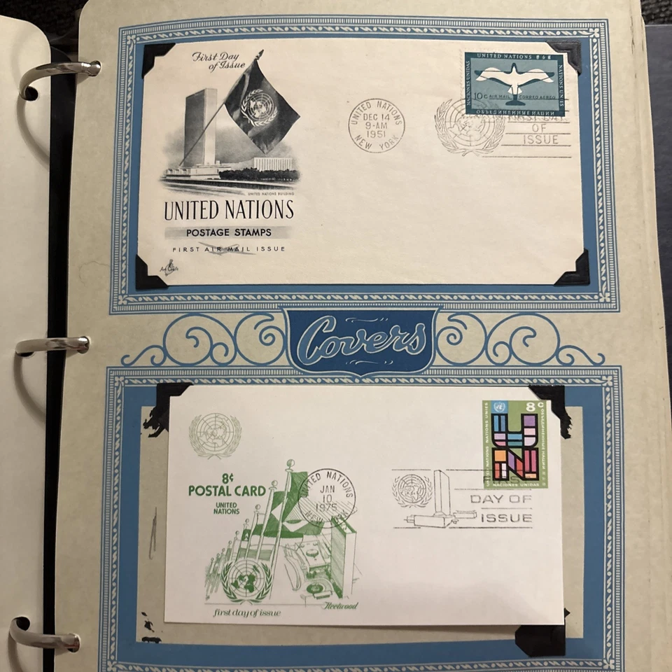 Fundas y estacionarias del primer día de las Naciones Unidas 1951 a 1961+ Foto 2 de 4