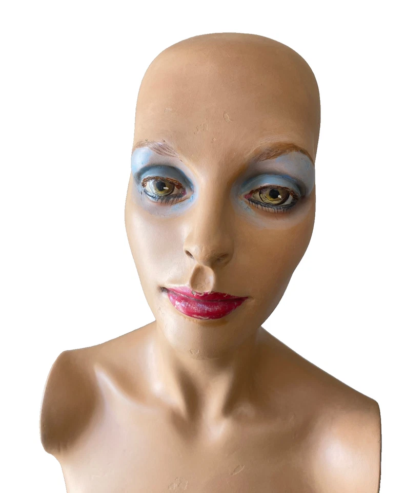 Ancien Mannequin de Vitrine Tête et Buste Femme - Années 70 - Déco Vintage - Photo 4/4
