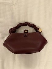 GANNI Burgundy Hexagon Top Handle Bag with Tw...