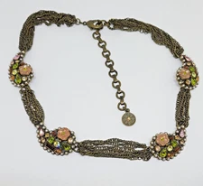 Sweet Romance Rhinestone Jewel Encrusted Paisley Multi Strand Choker Necklace