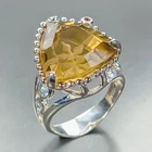 Handmade 14 ct Natural Lemon Quartz Ring 925 Sterling Silver Size 8 /R470717