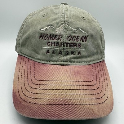Homer Ocean Charters Alaska Hat Adult Strapback Faded Baseball Dad Cap Fishing