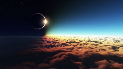 Anime eclipse space clouds solar moon video games sun Play Gaming Mat Desk Game