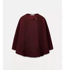 ZARA GOLD BUTTON BURGUNDY  CAPE SZ S, L 3644/162/681