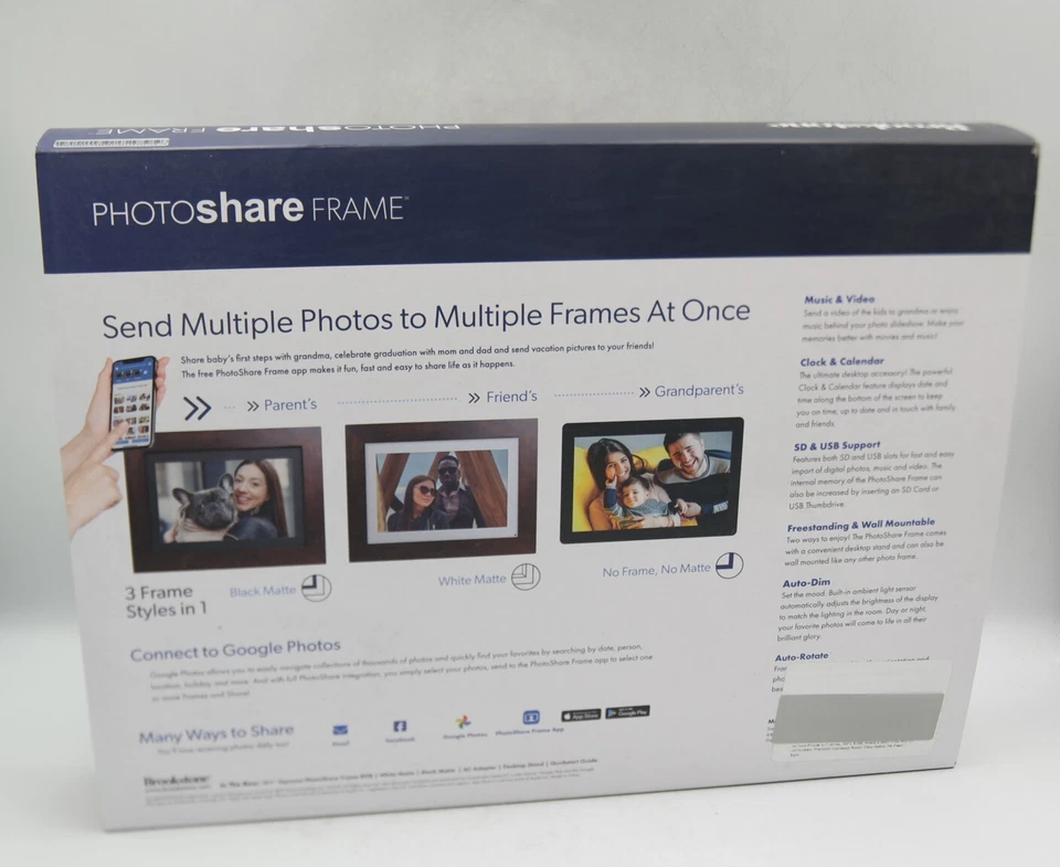 Brookstone PhotoShare Smart Digital Picture Frame 10.1” Black- NEW .. - Image 3 of 4