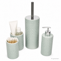 4Tlg Badezimmer Set Lenora MintgrüN ToilettenbüRste Becher Seifenspender
