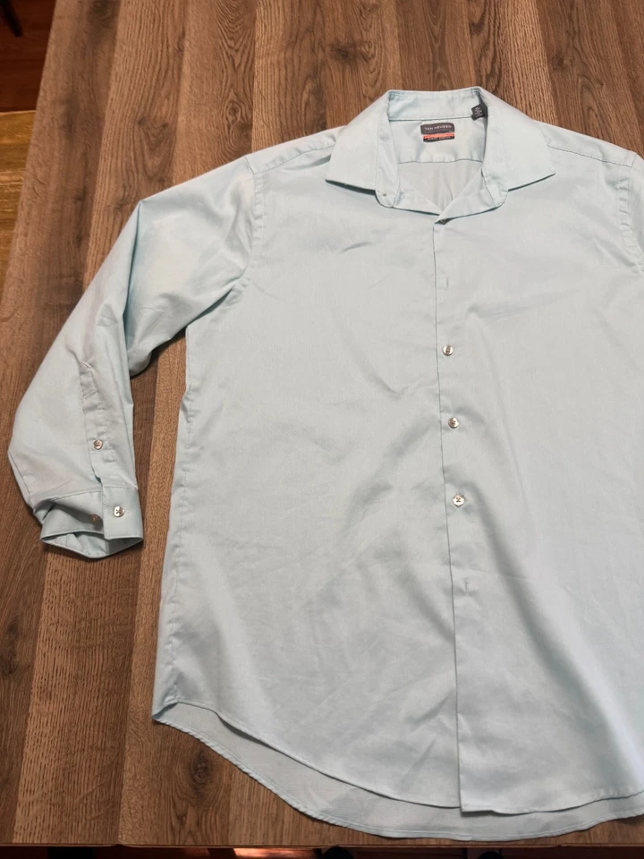 Van Heusen Shirt, Men's XL, 17-17.5, 32/33, Green, Button Up, Short Sleeve - Image 3 of 4