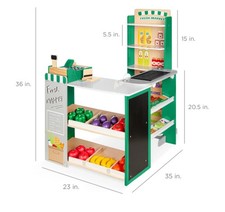 Best Choice Products Pretend Play Grocery Store Wooden Supermarket Toy Set Green