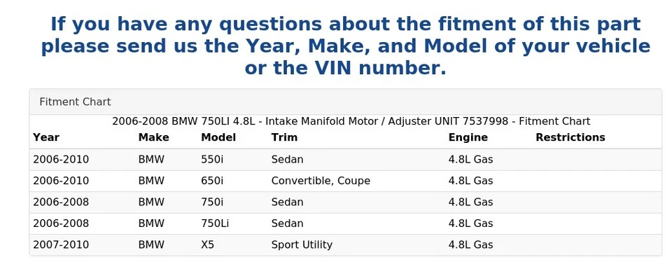 2006-2008 BMW 750LI 4.8L - Intake Manifold Motor / Adjuster UNIT 7537998 - Image 4 of 4
