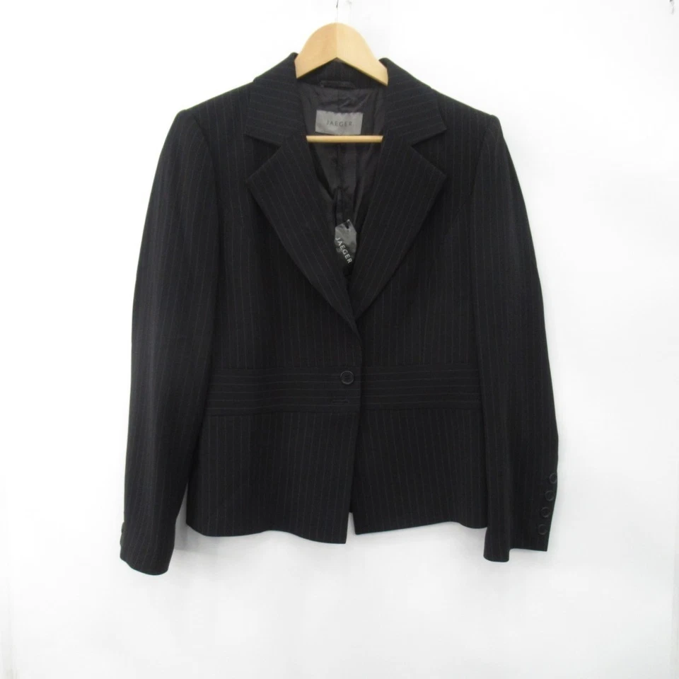 Jaeger Jacket UK 12 Black Stripe Blazer With Tags RRP £250.00 Preloved - Image 4 of 4