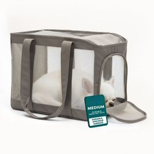 Pet Products Medium Durable Mesh Soft-Sided Pet Tote Carrier, Gray, 16 lb limit