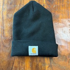 Carhartt A18 Black Acrylic Watch Hat Beanie Ribbed Knit Logo Patch One Size