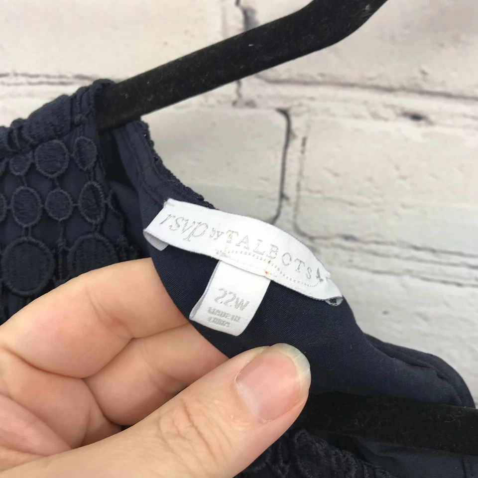 Talbots Dress Womens 3X Blue Lace Shift Pullover Short Sleeve Knee Length 22W - Image 3 of 4