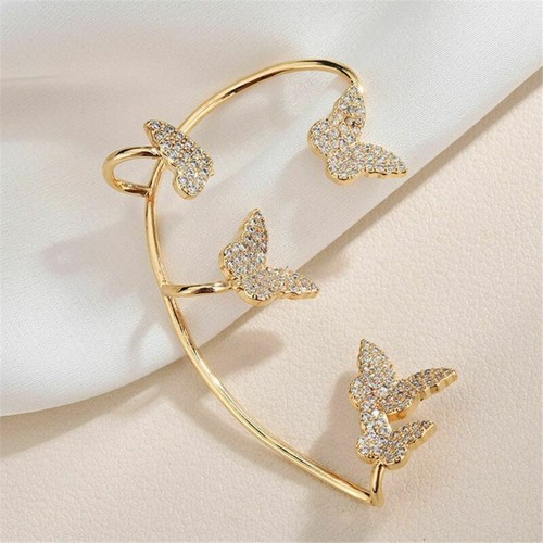 Fashion Zircon No Piercing Ear Wrap Earrings Butterfly Ear Cuff Fake Piercing - Picture 5 of 11