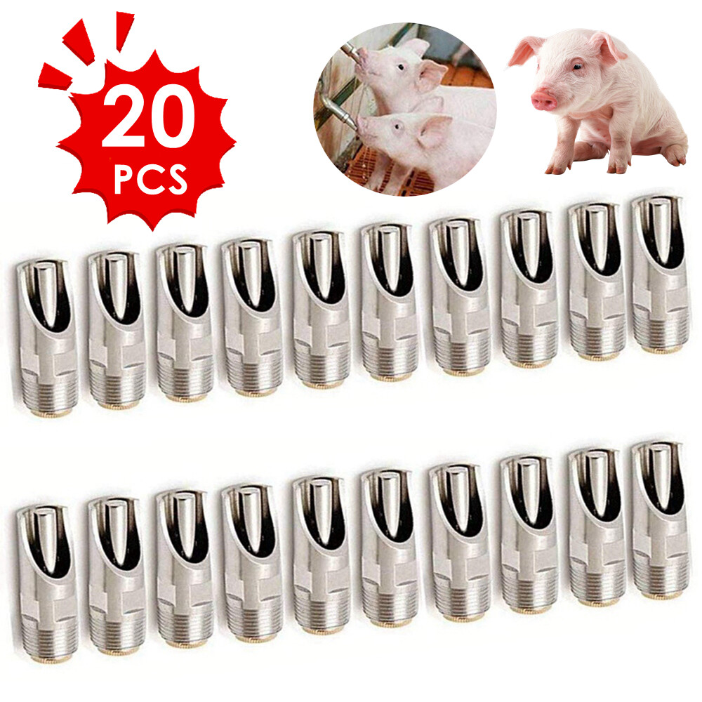 Pack Of 10 Pig Waterer Nipple Stainless Steel Pig Nipple Hog Waterer Nipples Drinker NPT 1/2" Pig Nipple Drinker For Sows Piglets Drinking - View #2