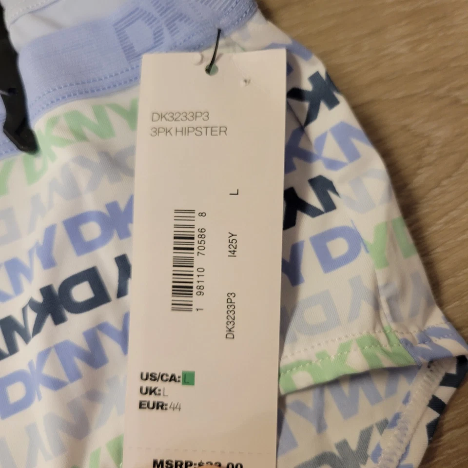 DKNY Mujeres Hipster Ropa Interior Bragas Mezcla de Nylon 3 Pares Talla Lg Azul Cielo Desnudo Foto 2 de 3